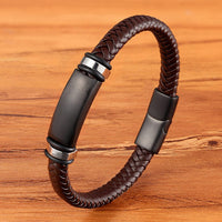 Men's Stainless Steel/Leather Wristband